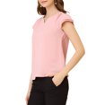 thumbnail image 4 of INSPIRE CHIC Women's Solid Blouse V Neck Ruffle Cap Sleeve Lightweight Work Blouse XL Light Pink, 4 of 7