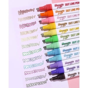 Suncoda Marker Pen, Dual-Line Pen Set-12 Colors, 3Mm Colorful Fluorescent Marker Pen, 1Ml