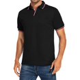 thumbnail image 1 of DPTALR T-Shirt Décontracté pour Homme, Coupe Ajustée, Col Rabattu, Couleur Unie, Manches Courtes, Haut, Blouse, 1 of 6