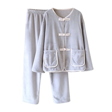 cfhntfmh Ensembles de Pyjama pour Femmes en Molleton Duveteux Pyjamas Vêtements de Détente Doux et Confortables Hauts de Pyjama à Manches Longues Pantalons Ensemble 2 Pcs Vêtements de Nuit d'Hiver