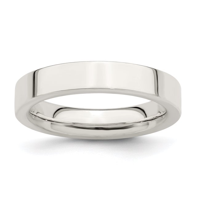 925 Sterling Silver 4mm Comfort Fit Flat Size 7 Band Ring