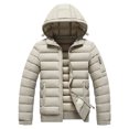 thumbnail image 1 of hoksml Men's Down Fill Winter Jacket Detachable Hooded Zip Up Coat with Zippered Pockets for Cold Weather, 1 of 5