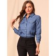 thumbnail image 4 of INSPIRE CHIC Women's Point Collar Long Sleeve Button Down Polka Dots Shirt, 4 of 6