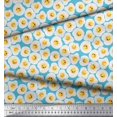 thumbnail image 2 of Soimoi Blue polyester Crepe Fabric Omelette Food Fabric Prints By Yard 42 Inch Wide, 2 of 5