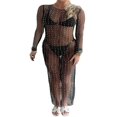 thumbnail image 1 of Robe Longue Maxi Transparente en Maille Perlée pour Femmes, Couverture de Bikini de Plage, 1 of 7