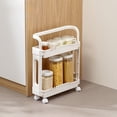 thumbnail image 2 of Bowayaoa 2-Tier Narrow Storage Shelf For Bathroom, Small Space Side Cabinet With Wheels, Stainless Steel Organizer Cart For Kitchen, Living Room, Utility Rack, 2 of 7