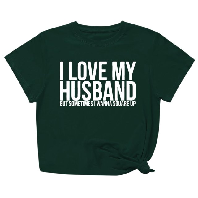 Penkiiy T-Shirt Femme J'aime Mon Mari Mignon Relation Mariée TP Vert