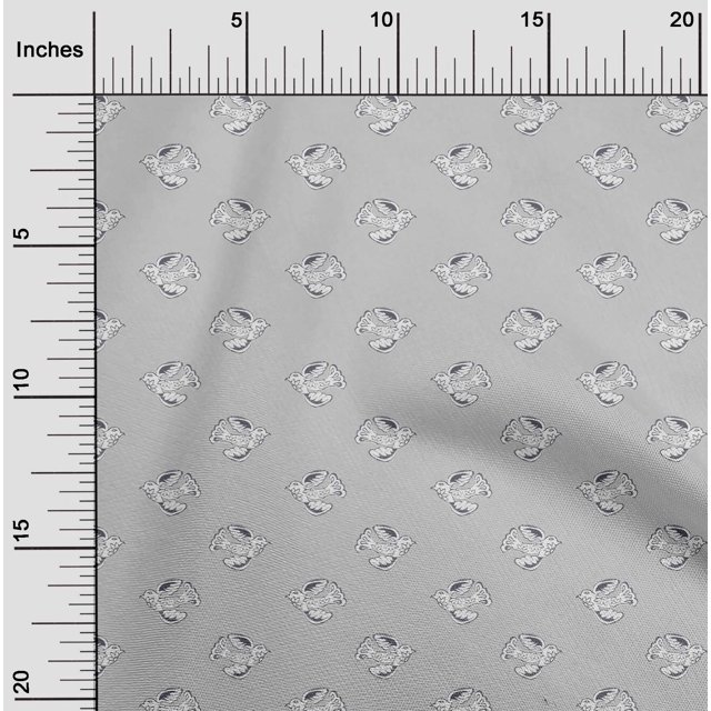 oneOone Cotton Cambric Fabric Dot & Bird Block Decor Fabric Printed BTY 56 Inch Wide