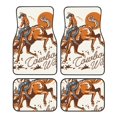 thumbnail image 1 of Lsque Tapis de Sol 4 Pcs Imprimé Cheval de Cowboy, Doublures en Caoutchouc Résistantes, Design Antidérapant, Protection Automobile Toutes Saisons, Véhicules, Voitures, Camions et SUV, 1 of 7