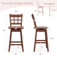 thumbnail image 3 of Gymax 2PCS 24.5 Inch Counter Height Bar Chairs Swivel Bar Stools w/ Hollow Backrest Walnut, 3 of 8