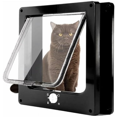 Pet Door for Cats & Dogs, Medium Cat Door, 4 Way Locking Cat Flap with Transparent Door Panel for Interior/Exterior Use, Magnetic Closure Ensures Quiet Operation, Easy Installation for Doors & Walls
