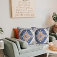 thumbnail image 5 of Blue Boho Throw Pillow Covers Set of 2 Monaco Rug Carpet Double Sided Pattern Cotton Soft Pillow Case Cushion Cover Pillowcase for Garden Couch Sofa Bed Decorative 18x18 inch, 5 of 5