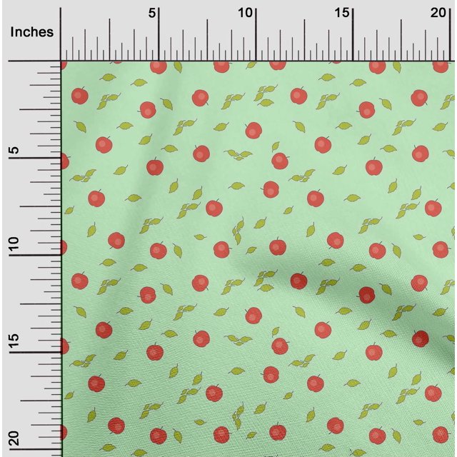oneOone Cotton Cambric Fabric Leaves & Apple Fruited Craft Fabric BTY 56 Inch Wide