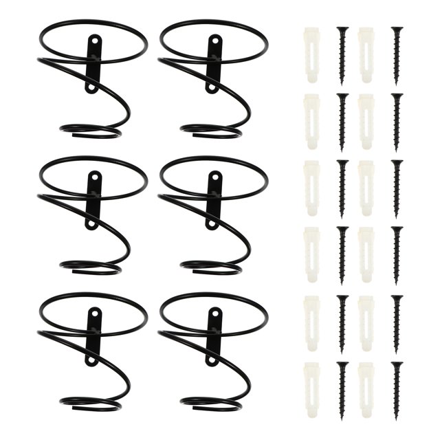KAKOWELY iron wine rack 6pcs Single-bottle Wall-mounted Wine Racks Creative Storage Wine Racks (Black)4.72"X3.94"X3.94"
