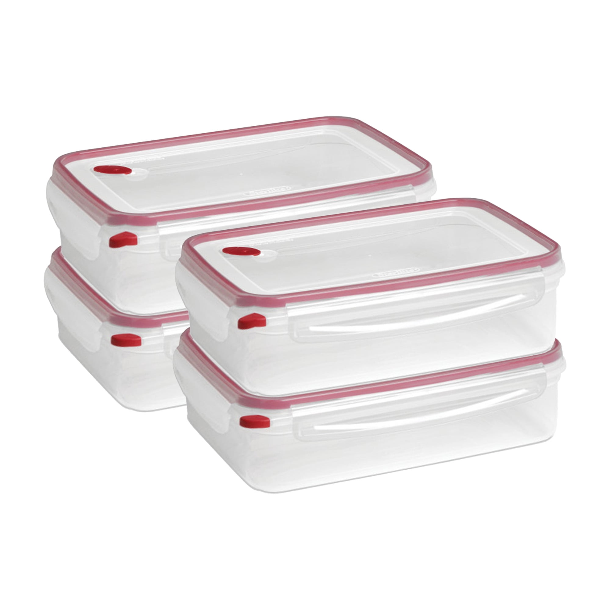 Sterilite Ultra Seal 16 Cup Rectangular Food Containers, Red (4 Pack)