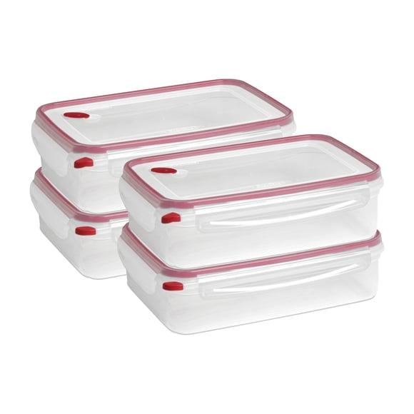 Sterilite Ultra Seal 16 Cup Rectangular Food Containers, Red (4 Pack)