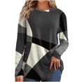 thumbnail image 4 of Jsaierl Hauts à Manches Longues pour Femmes 2024 Automne Hiver T-Shirts Col Rond Mode Chemises à Blocs de Couleur Grande Taille Chemises Chaudes pour Sortir avec Boutons, 4 of 5