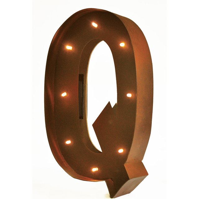 Rustic Vintage 11" Decorative LED Light Glow Letters - Letter Q