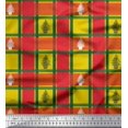 thumbnail image 1 of Soimoi Yellow Rayon Fabric Plant & Check Printed Fabric 1 Yard 42 Inch Wide, 1 of 3