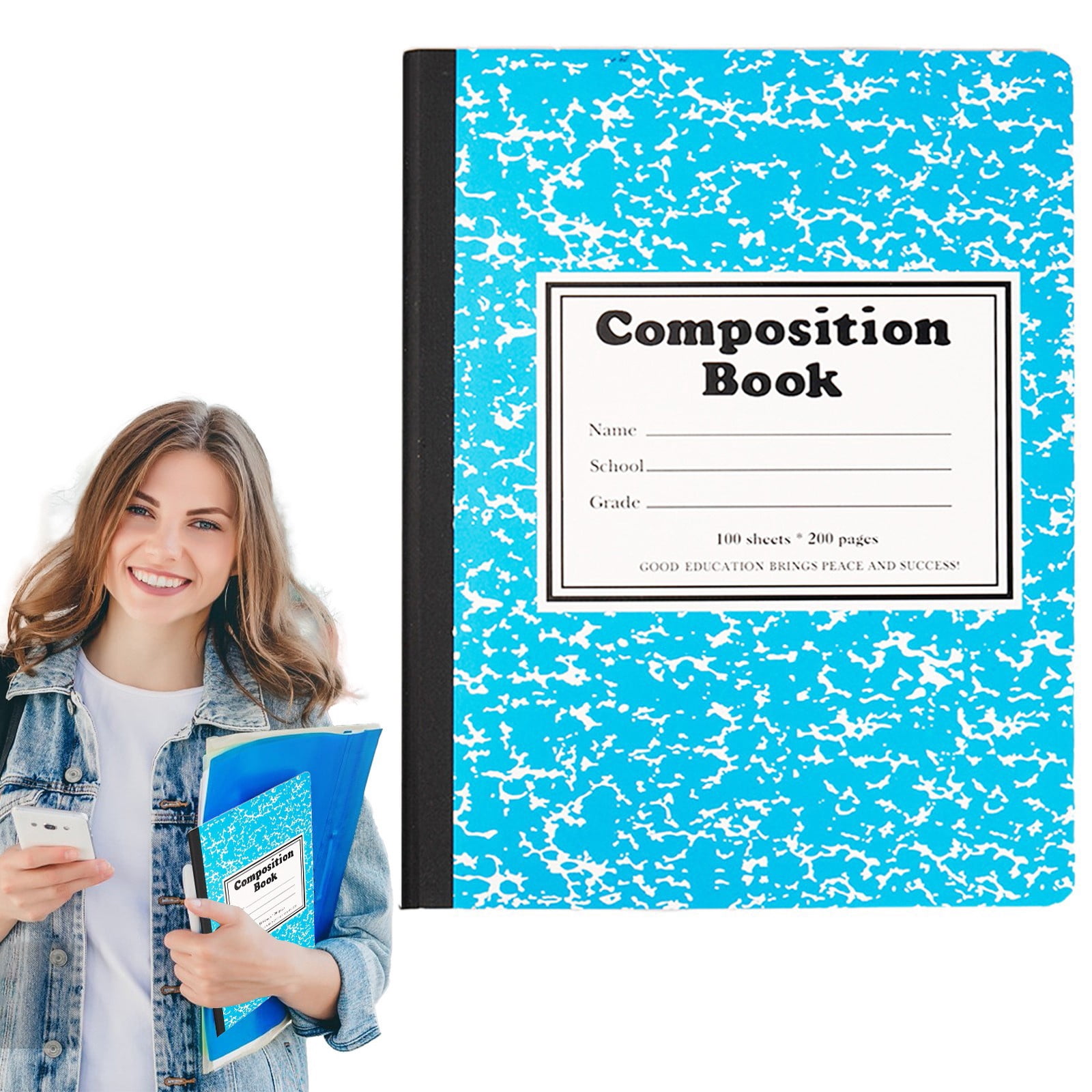 Mohdy Blue Marble Snowflake Notebook,Wide Ruled Notebook Composition Notebooks Wide Ruled Composition Book Wide Notebook Papersewn Binding Cover Assorted Colors,Material:Paper