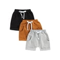 thumbnail image 1 of Gupgi 3 Pack Toddler Boy Shorts Set, Solid Loose Drawstring Shorts Kids Sports Short Pants, 1 of 8