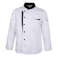 thumbnail image 4 of facefd Veste de Chef à Manches Longues Manteau d'Hôtel Serveurs Uniforme de Cuisine Hauts Blanc 3TG, 4 of 8