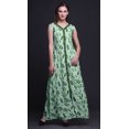 thumbnail image 2 of Bimba Feuilles Femme Col en V Sans Manches Fente avant Décontractée Maxi Imprimée Robe Bohème-Moyen, 2 of 5