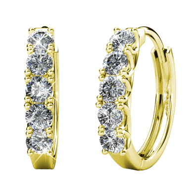 Cate & Chloe Bethany Boucles d'Oreilles Créoles 15 mm Plaquées Or Jaune 18k avec Cristaux Swarovski pour Femmes