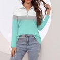 thumbnail image 4 of Plebaso Chemises à Manches Longues pour Femmes à Blocs de Couleur Quart Zip Hauts Décontractés Col Pull Blouses pour Femmes, 4 of 7
