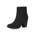 thumbnail image 1 of BLISSFUL STEP Bottines à Talon Bloc à Bout Rond pour Femmes avec Fermeture Éclair Latérale Noir 7, 1 of 7