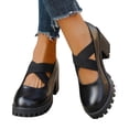 thumbnail image 4 of Cameland Chaussures à Talons Hauts à Bout Rond à Lacets pour Femmes en Cuir, Chaussures Simples, 4 of 9