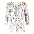 thumbnail image 5 of Pompotops T-shirt Ample Imprimé pour Femme, Blouse Mi-Longue à Manches 3/4, Col Rond, Hauts Décontractés, Liquidation, 5 of 5