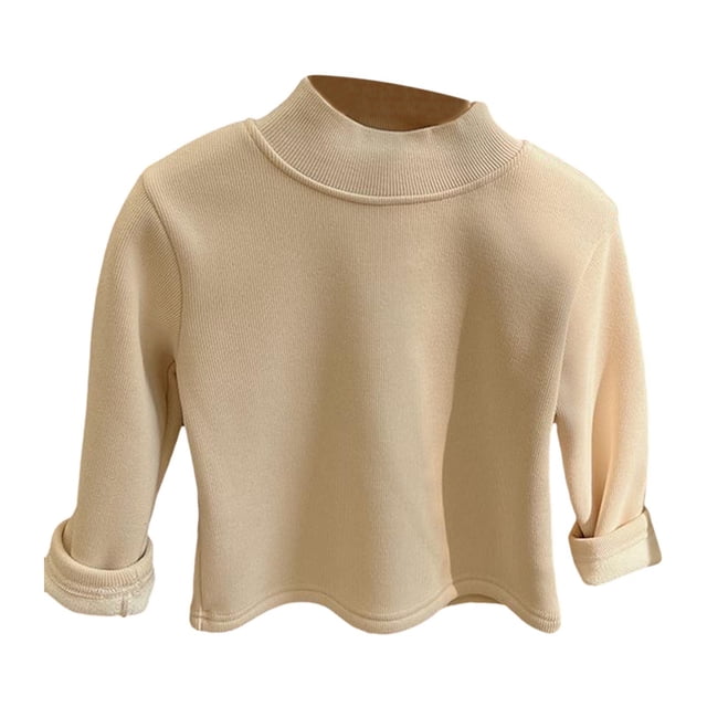 Chemises Garçons Automne Hiver Col Trutle à Manches Longues Pull Basique Blanc 5-6 Ans