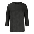 thumbnail image 5 of FAIWAD Hauts Texturés pour Femmes Été Chemises à Manches 3/4 Blouse Décontractée à Col Ras du Cou T-Shirts Basiques de Couleur Unie, 5 of 5