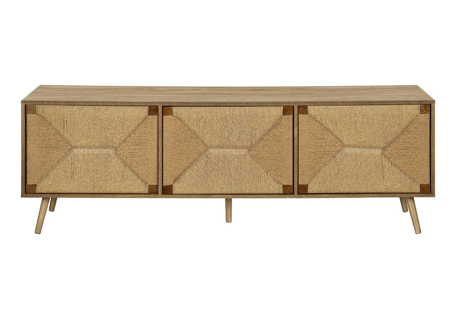 Monarch Specialties Meuble Tv, 72 Pouces, Centre De Divertissement Média, Armoire De Rangement, Console, Stratifié Noyer, Herbes Marines Naturelles, Mid Century, Moderne