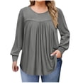 thumbnail image 1 of Yuyuzo Chemises à Manches Longues pour Femmes Col Rond Décontracté Tunique Couleur Unie Hauts Amples Confortables, 1 of 7