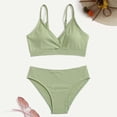 thumbnail image 2 of MIASHUI Girls Swimsuit Bikini Set Bathing Suits Two Piece Solid Color Swimwear Bathing Suit,Green,12-14 Years, 2 of 5