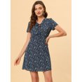 thumbnail image 3 of INSPIRE CHIC Women's Tie V Neck Short Sleeve Ruffle Floral A-Line Dress, 3 of 6