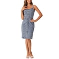 thumbnail image 2 of INSPIRE CHIC Robe en Denim à Boutons pour Femme Sans Manches à Encolure Cœur Robes en Jean Gris Bleu TG, 2 of 4