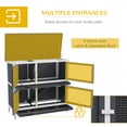 thumbnail image 4 of PawHut Wood Rabbit Hutch with 2 Large Main House, Ramp, Trays, Grey, 4 of 10
