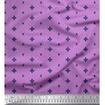 thumbnail image 2 of Soimoi Purple polyester Crepe Fabric Geometric Plus Sign & Jamdani Decor Fabric Printed Yard 42 Inch Wide, 2 of 2