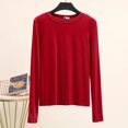 thumbnail image 1 of LNGOOR T-Shirt de Base Uni en Modal à Col Rond à Manches Longues pour Femmes, Automne, T-Shirt de Base, Hauts, T-Shirt Passe-Partout, Grande Taille, sous-Vêtement, 1 of 7