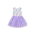 thumbnail image 1 of Xingqing Toddler Baby Girl Easter Sundress Rabbit Floral Print Sleeveless Tulle Patchwork Dress Summer Clothes, 1 of 7