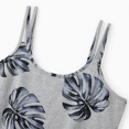 thumbnail image 4 of PatPat Family Matching Leaf Print Tee or Strap Dress Cotton Grey Set, 4 of 6