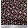 thumbnail image 2 of Soimoi Black Georgette Viscose Fabric Aster & Roses Damask Print Fabric by the Yard 42 Inch Wide, 2 of 5