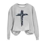 Rbaofujie Fall Sweaters Women's Casual Easter Printed Long Sleeved Round Neck Pullover Hoodie Gray Women's Fashion Hoodies & Sweatshirts