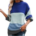 thumbnail image 1 of IROINID Chandail à Col Rond pour Femme, Chandail à Enfiler, Couleur Contrastante, Décontracté, Mi-Long, Manches Longues, Patchwork, Manteau en Tricot Épais, 1 of 7