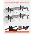 thumbnail image 4 of VEVOR 2-Tier Heavy Duty Wall Garage Shelving, 2 x 4 ft Steel Wall Mounted Shelving Unit with Hooks, 24 x 48 Inch Per Shelf Floating Storage Metal Rack for Garage, 520 lbs Total Weight Capacity, Black, 4 of 9