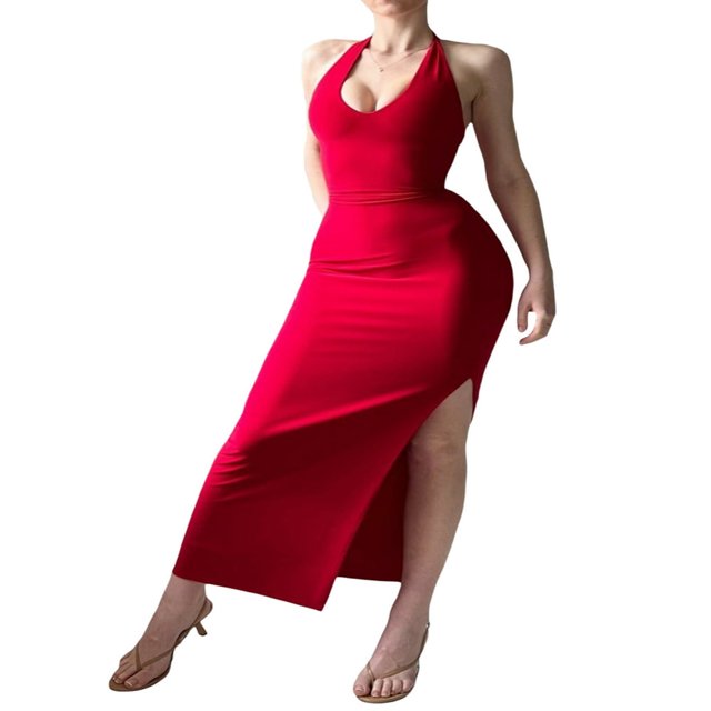 Robe de Soirée à Manches Longues pour Femme en Licol pour l'Été