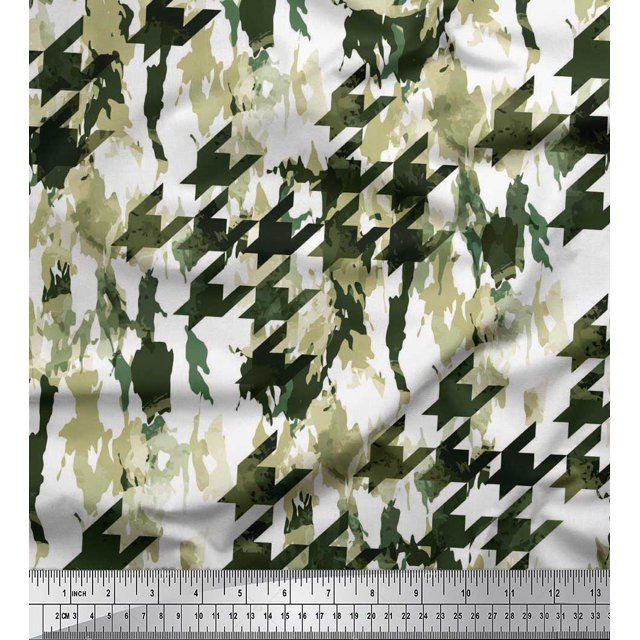 Soimoi Modal Satin Fabric Two Tone with White Camouflage Decor Fabric Printed Yard 42 Inch Wide